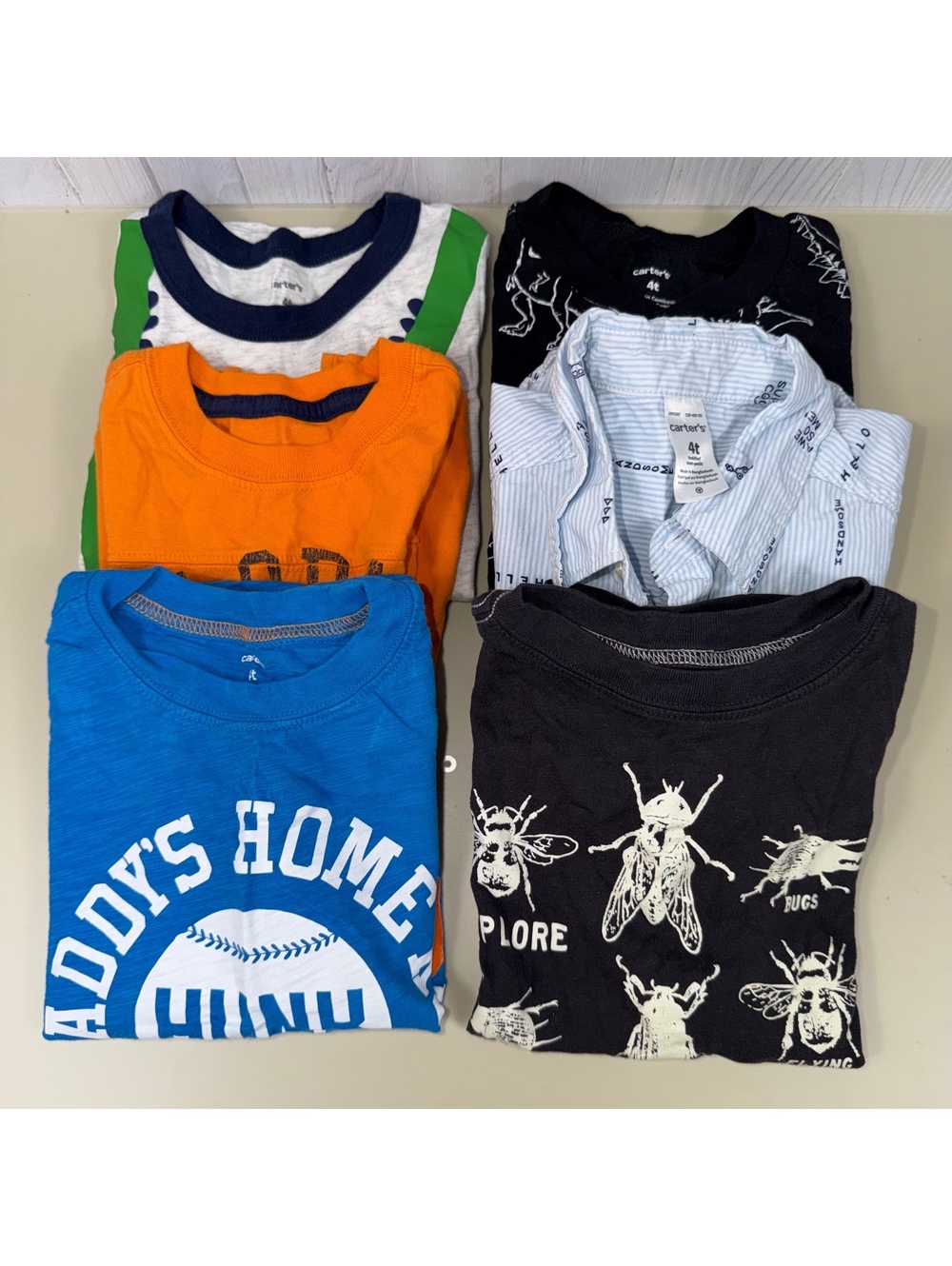 Carter’s Boys 4T Shirt Lot 6 Pieces Dinosaur Baseball
